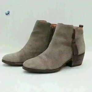 Pikolinos Baqueira Women’s Brown Suede Leather Tassel Bootie Size EU 40/US 10